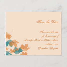 Oranje Aqua Autumn Maple Leaf Save the Date