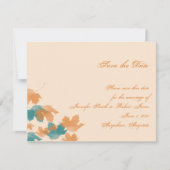 Oranje Aqua Autumn Maple Leaf Save the Date (Voorkant)