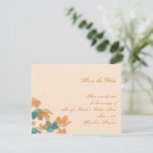 Oranje Aqua Autumn Maple Leaf Save the Date (Staand voorkant)