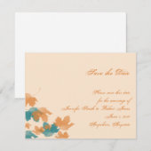 Oranje Aqua Autumn Maple Leaf Save the Date (Voorkant / Achterkant)