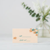 Oranje Aqua Autumn Maple Leaf Wedding Place Cards Plaatskaartje (Staand voorkant)