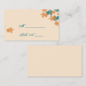 Oranje Aqua Autumn Maple Leaf Wedding Place Cards Plaatskaartje (Voorkant / Achterkant)
