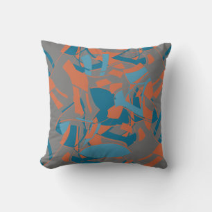Oranje Aqua Turquoise Swirling Design on Charcoal Kussen