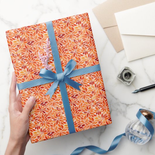 Oranje Aquarel Bloemen Cadeaupapier (Geschenken)