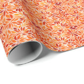 Oranje Aquarel Bloemen Cadeaupapier (Rol Hoek)