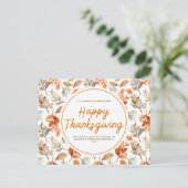 Oranje Aquarel Botanische Prettige Thanksgivingdag Feestdagenkaart (Staand voorkant)