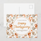 Oranje Aquarel Botanische Prettige Thanksgivingdag Feestdagenkaart (Voorkant / Achterkant)