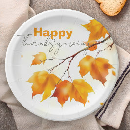 Oranje Aquarel Esdoornblad Thanksgiving Papieren Bordje