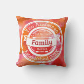 Oranje Aquarel Familie Regels, Naam Jaar Kussen (Voorkant)