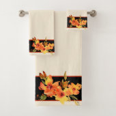 Oranje aquarel herfst bloem bad handdoek (Insitu)