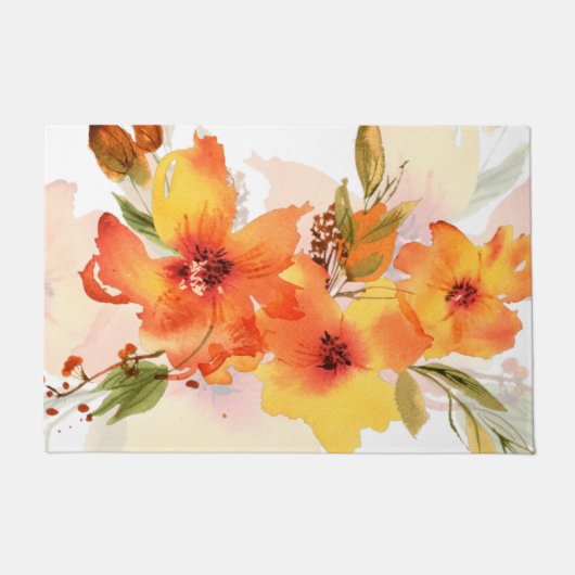 Oranje aquarel herfst bloem deurmat (Voorkant)
