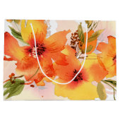 Oranje aquarel herfst bloem groot cadeauzakje (Achterkant)