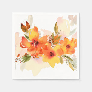 Oranje aquarel herfst bloem servet