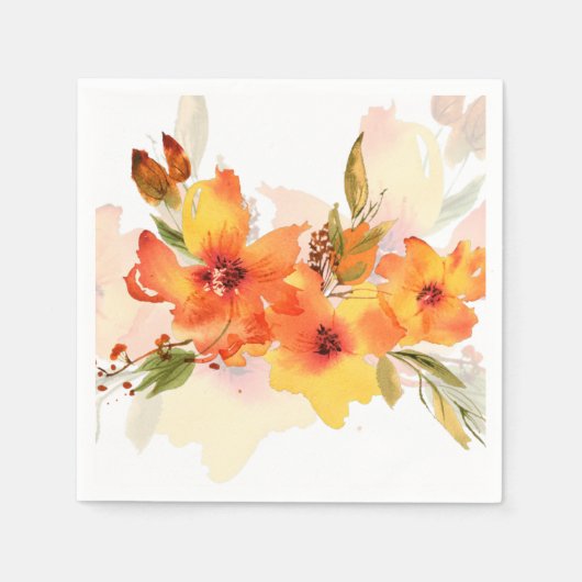 Oranje aquarel herfst bloem servet (Voorkant)