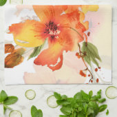 Oranje aquarel herfst bloemstuk theedoek (Gevouwen)