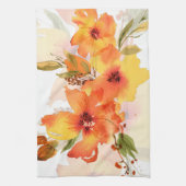 Oranje aquarel herfst bloemstuk theedoek (Verticaal)