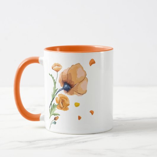 Oranje aquarel papaver mok (Links)