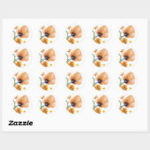 Oranje aquarel papaver ronde sticker (Vel)