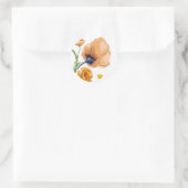 Oranje aquarel papaver ronde sticker (Tas)
