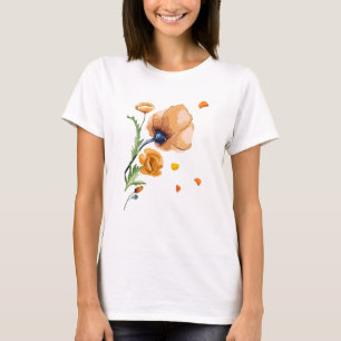 Oranje aquarel papaver t-shirt