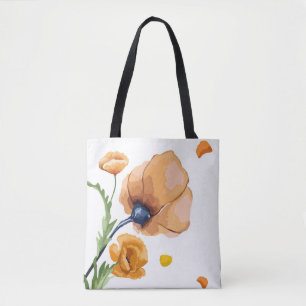 Oranje aquarel papaver tote bag