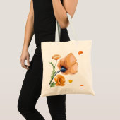 Oranje aquarel papaver tote bag (Voorkant (product))