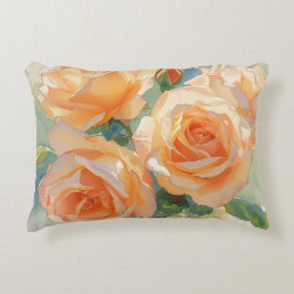 Oranje Aquarel Rozen Impressionisme Accent Kussen