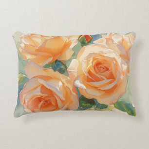 Oranje Aquarel Rozen Impressionisme Accent Kussen