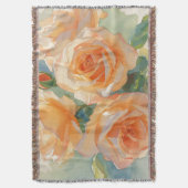 Oranje Aquarel Rozen Impressionisme Deken (Voorkant Verticaal)