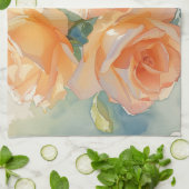 Oranje Aquarel Rozen Impressionisme Theedoek (Gevouwen)