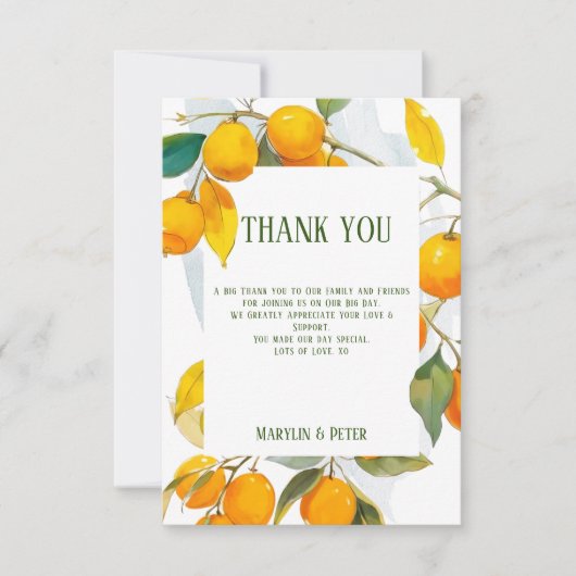 Oranje aquarelthema Fel kleuren Bedankkaart (Voorkant)