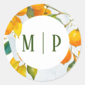 Oranje aquarelthema Fel kleuren Ronde Sticker (Voorkant)