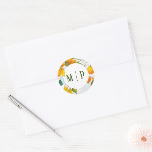 Oranje aquarelthema Helder kleuren Ronde Sticker