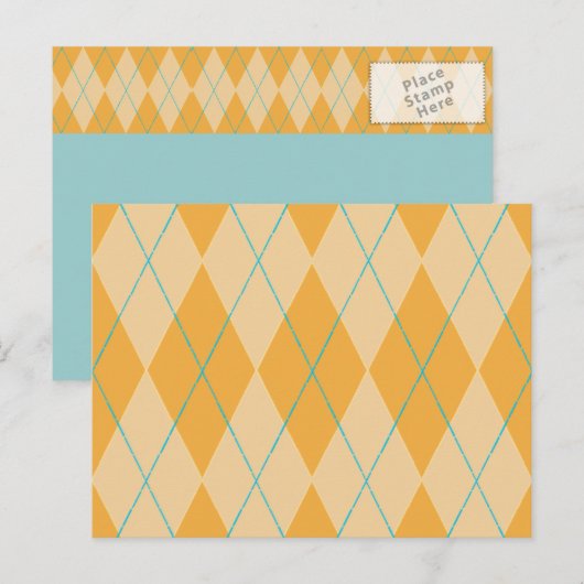 Oranje Argyle Briefkaart (Voorkant / Achterkant)