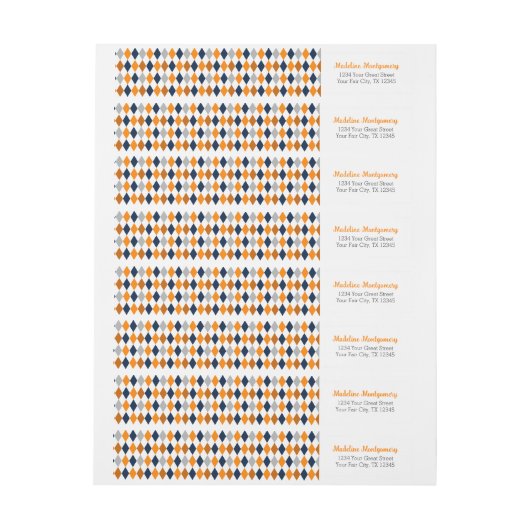 Oranje argyle-miners omwikkelen rond label (Vel)