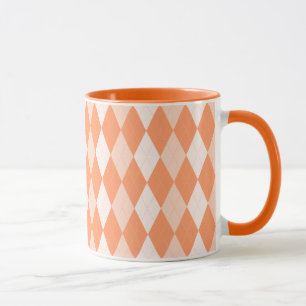 Oranje Argyle Pastel Tangerine Kleine Diamant Vorm Mok