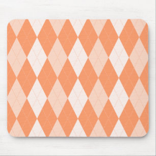 Oranje Argyle Pastel Tangerine Kleine Diamant Vorm Muismat