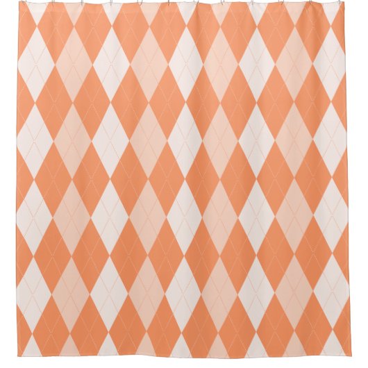 Oranje Argyle Pastel Tangerine Small Diamond Shape Douchegordijn (Voorkant)
