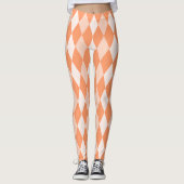 Oranje Argyle Pastel Tangerine Small Diamond Shape Leggings (Voorkant)