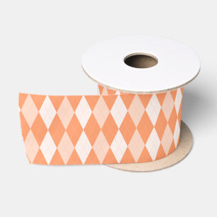 Oranje Argyle Pastel Tangerine Small Diamond Shape Satijnen Lint