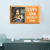 Oranje Art Deco 30th Photo Birthday Spandoek (Beurs)