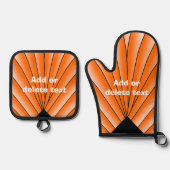 Oranje Art Deco Design gepersonaliseerd Ovenwant & Pannenlap Set (Voorkant)