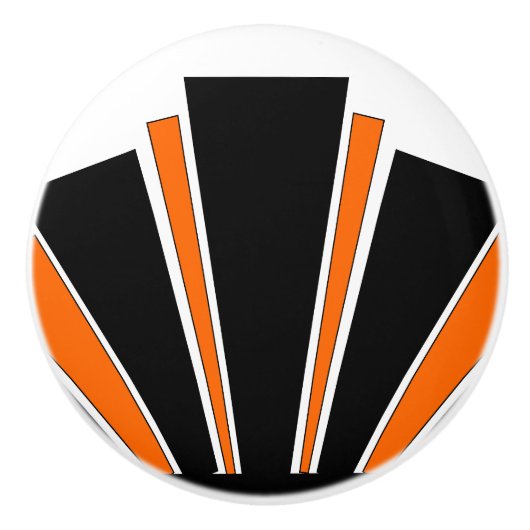 Oranje Art Deco Design Keramische Knop (Voorkant)