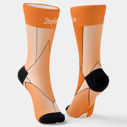 Oranje Art Deco Design Soksokken Sokken (Gebogen)