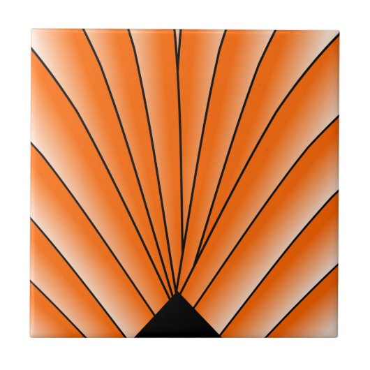 Oranje Art Deco Design Tegeltje (Voorkant)