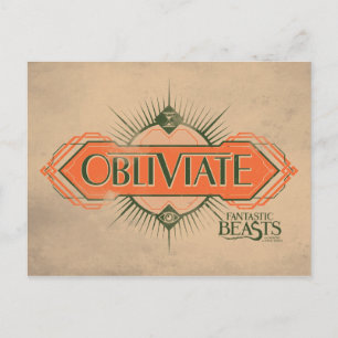 Oranje Art Deco Obliviate Spell Grafisch Briefkaart