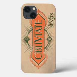 Oranje Art Deco Obliviate Spell Grafisch iPhone 13 Hoesje