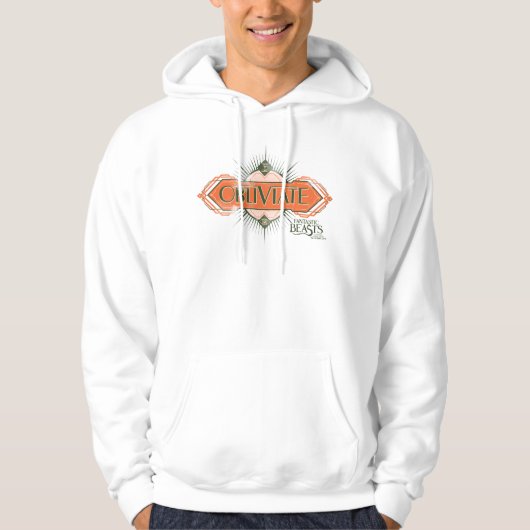 Oranje Art Deco Obliviate Spell Grafisch Hoodie (Voorkant)