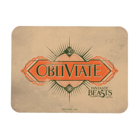 Oranje Art Deco Obliviate Spell Grafisch Magneet (Horizontaal)