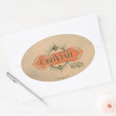 Oranje Art Deco Obliviate Spell Grafisch Ovale Sticker (Envelop)